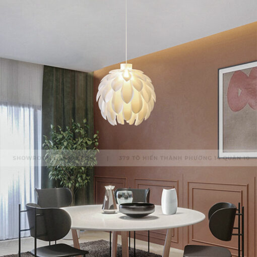 Đèn thả trang trí hoa atiso trắng DK83