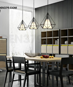 Đèn thả trang trí kim cương khung sắt DH09