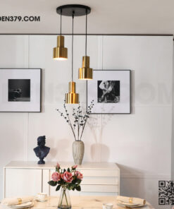 Đèn thả trang trí ống kim loại xi vàng DH36