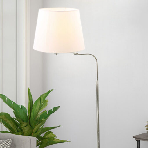 Đèn cây đứng thân inox chụp đèn trắng FK5138