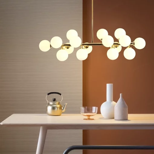 Đèn thả trang trí 16 bóng thân xi vàng cao cấp 33424