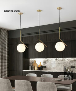 Đèn thả thủy tinh trắng khung xi vàng cao cấp DC03