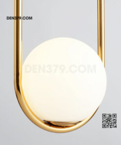 Đèn thả thủy tinh trắng khung xi vàng cao cấp DC03