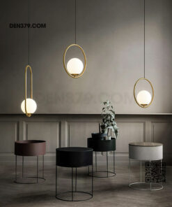 Đèn thả thủy tinh trắng khung xi vàng cao cấp DC03