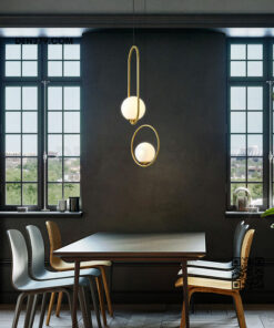 Đèn thả thủy tinh trắng khung xi vàng cao cấp DC03