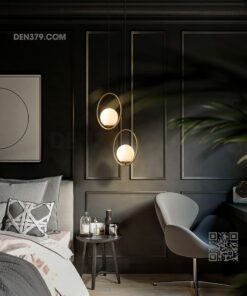 Đèn thả thủy tinh trắng khung xi vàng cao cấp DC03