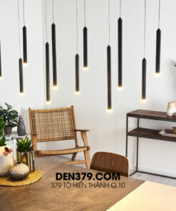 Đèn thả LED trang trí ống kim loại màu đen DC10