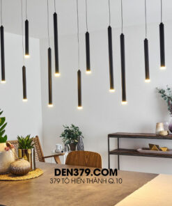 Đèn thả LED trang trí ống kim loại màu đen DC10