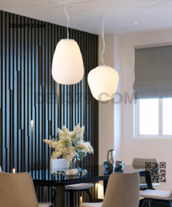 Đèn thả thủy tinh màu trắng sứ cao cấp DC25