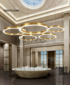 Đèn thả LED vòng tròn hợp kim xi mạ đồng cao cấp DC7039