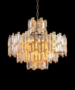 Đèn chùm pha lê khung inox xi mạ vàng cao cấp DH8033