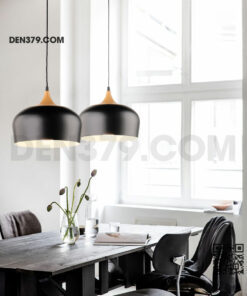Đèn thả trang trí chụp nhôm chuôi gỗ DK76A
