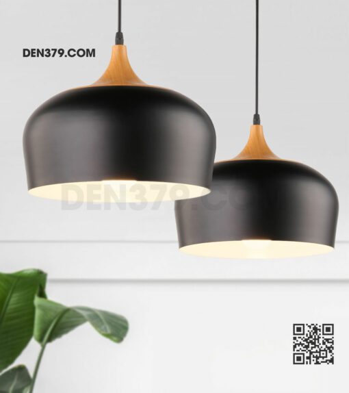Đèn thả trang trí chụp nhôm chuôi gỗ DK76A