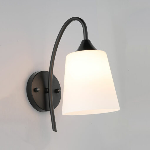 Đèn tường hợp kim sơn đen chụp thủy tinh QK1702
