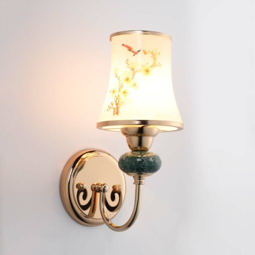 Đèn tường chụp thủy tinh hoa mai QK6043