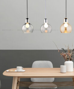 đèn thả thủy tinh trang trí trong suốt phong cách hiện đại trang trí bàn ăn