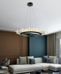 Đèn thả trang trí vòng tròn pha lê cao cấp trang trí phòng khách