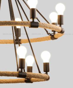 đèn chùm,đèn chùm 14 bóng,đèn thả,đèn thả dây thừng,đèn chùm dây thừng,đèn thả công nghiệp,đèn chùm công nghiệp