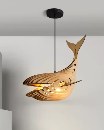 Đèn thả gỗ hình cá D92613