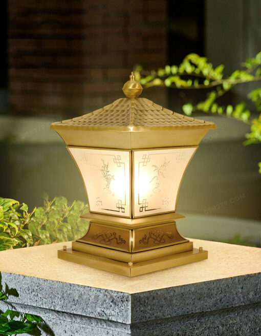 Đèn trụ cổng đồng cao cấp trang trí ngoài trời 41159