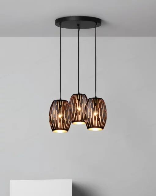 Đèn thả lồng hợp kim khắc hoa văn trang trí D8559/3