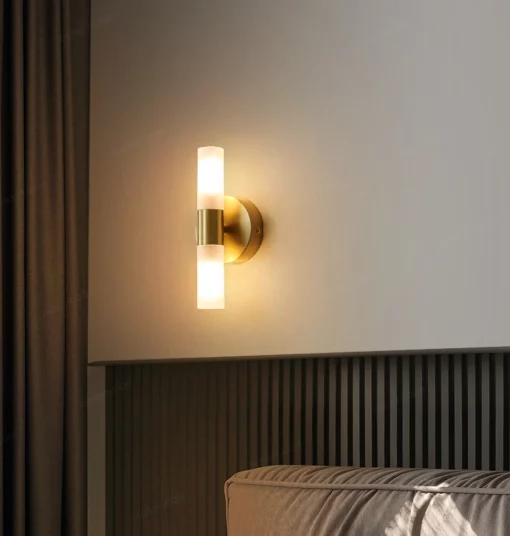 Đèn tường trang trí ánh sáng 2 đầu thân vàng cao cấp 41558