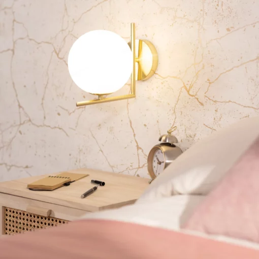 Đèn tường thủy tinh trang trí thân vàng cao cấp 41652