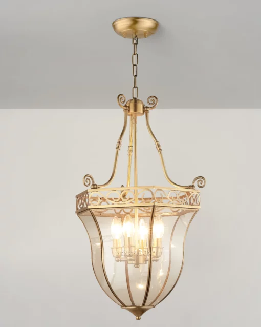 Đèn thả trang trí khung đồng thủy tinh cao cấp 42960