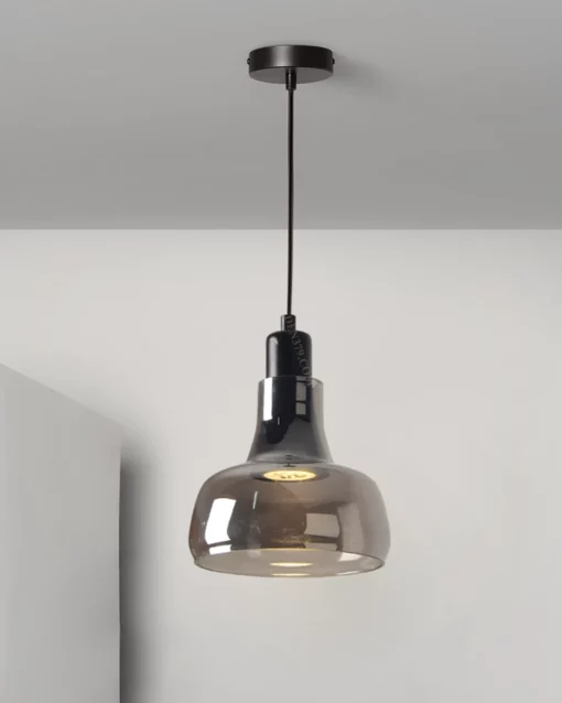 Đèn thả trang trí thủy tinh màu đen khói 43676