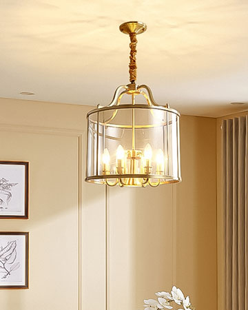 Đèn thả đồng lồng kính bóng nến cổ điển P08/5