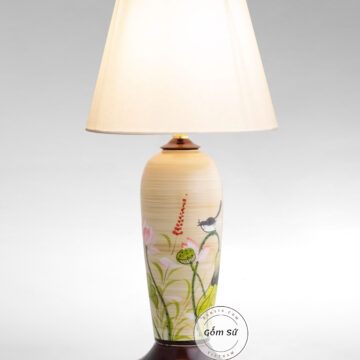 Đèn bàn trang trí, đèn ngủ Gốm sứ Việt Nam Hoa sen TS06