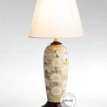 Đèn bàn trang trí, đèn ngủ Gốm sứ Việt Nam Hoa cúc TS05