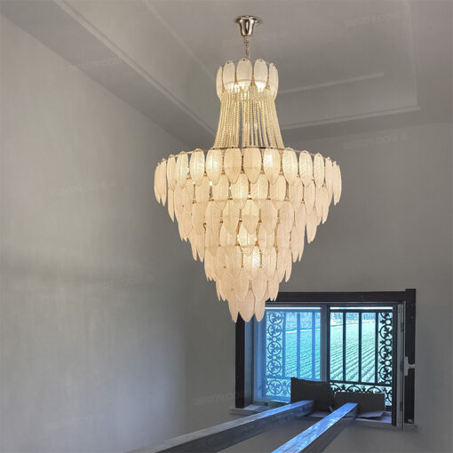 Đèn chùm thủy tinh trang trí thông tầng cao cấp 72388