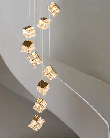 Đèn thả pha lê trang trí thông tầng 9 chiếc 83728