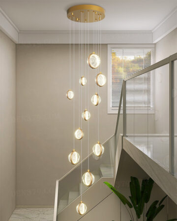 Đèn thả pha lê trang trí thông tầng 10 bóng 86614