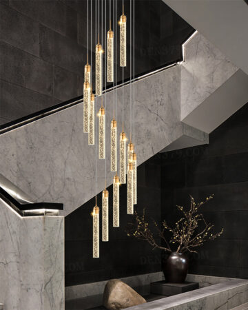 Đèn thả pha lê trang trí thông tầng 25 bóng 86565