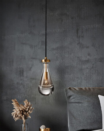 Đèn thả thủy tinh giọt nước chuôi đồng cổ điển 64027