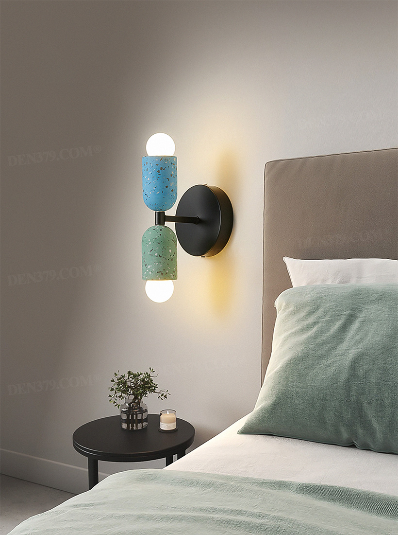 Đèn gắn tường xi măng 2 đầu đa sắc độc đáo 65681