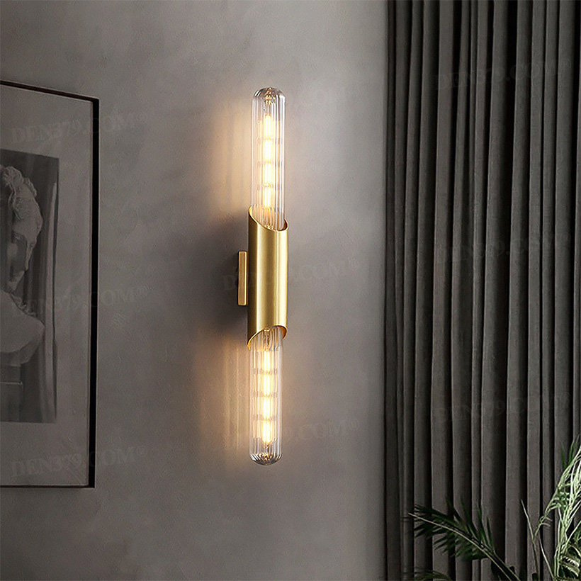 Đèn tường bằng đồng decor 2 đầu thủy tinh 65914