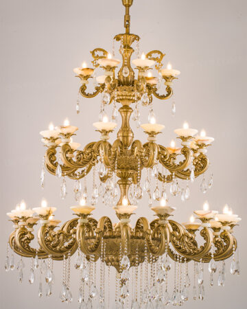 Đèn chùm đồng cổ điển pha lê cao cấp 66015