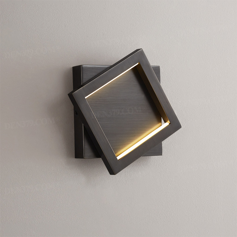 Đèn tường bằng đồng decor kiểu vuông độc đáo 66142