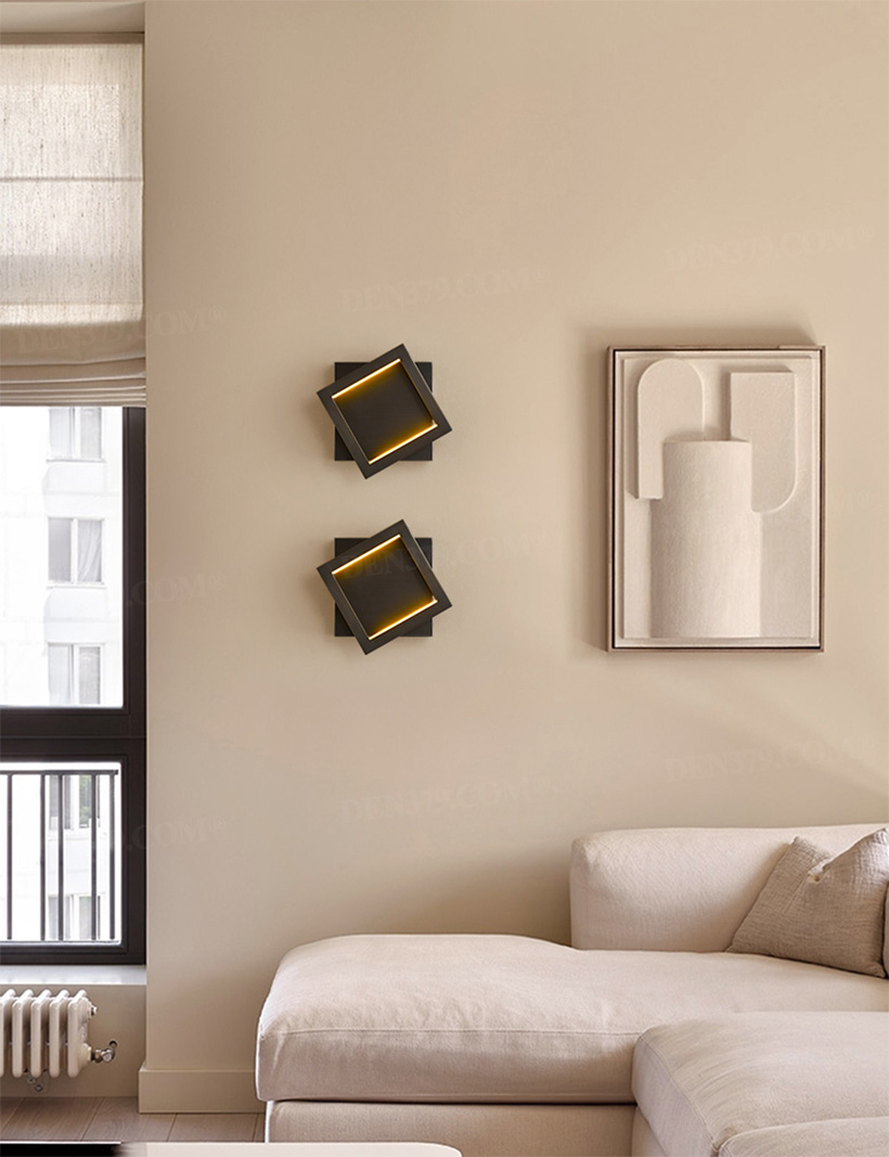 Đèn tường bằng đồng decor kiểu vuông độc đáo 66142