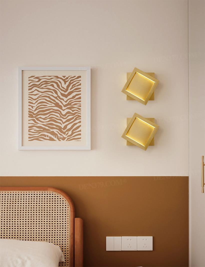 Đèn tường bằng đồng decor kiểu vuông độc đáo 66142