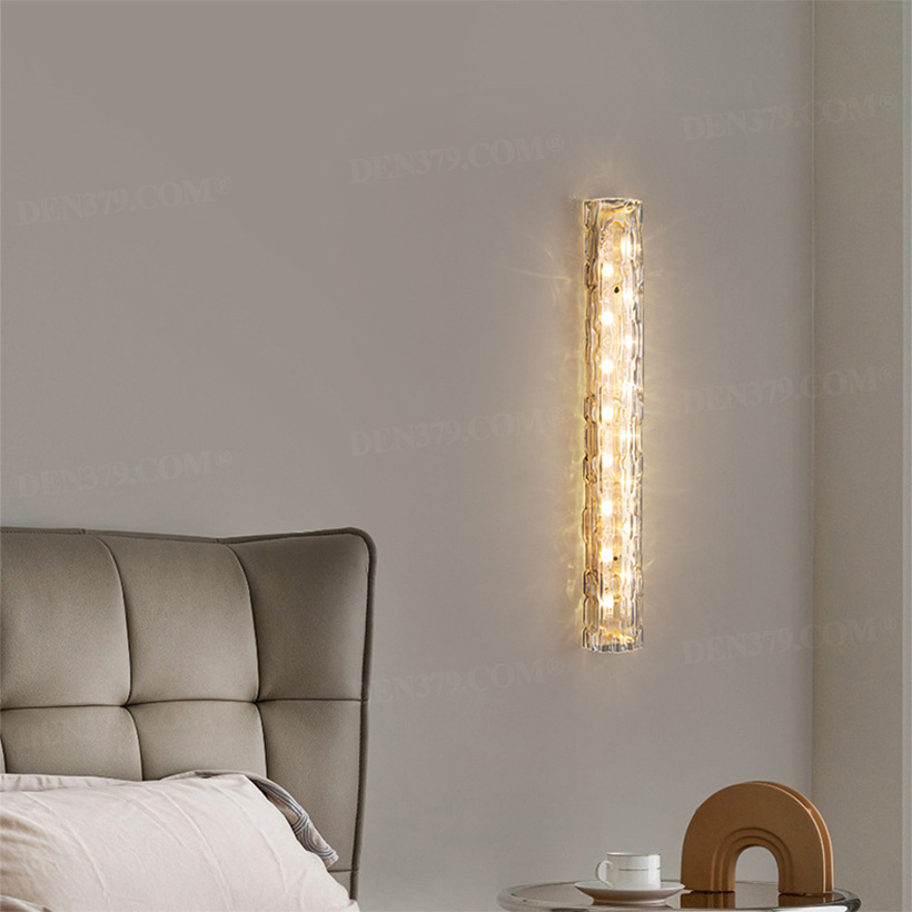 Đèn tường bằng đồng chao thủy tinh gợn sóng 66045