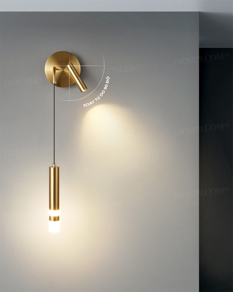 Đèn gắn tường đồng phòng khách, phòng ngủ có rọi đọc sách 66068