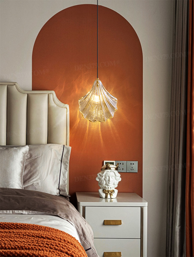 Đèn thả đầu giường decor vỏ sò thủy tinh 66340