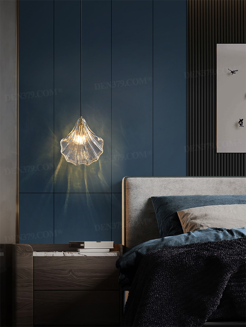 Đèn thả đầu giường decor vỏ sò thủy tinh 66340