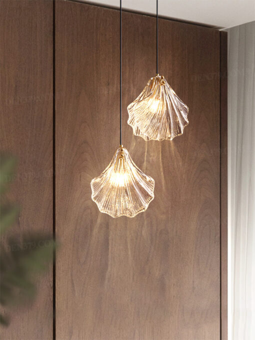 Đèn thả đầu giường decor vỏ sò thủy tinh 66340