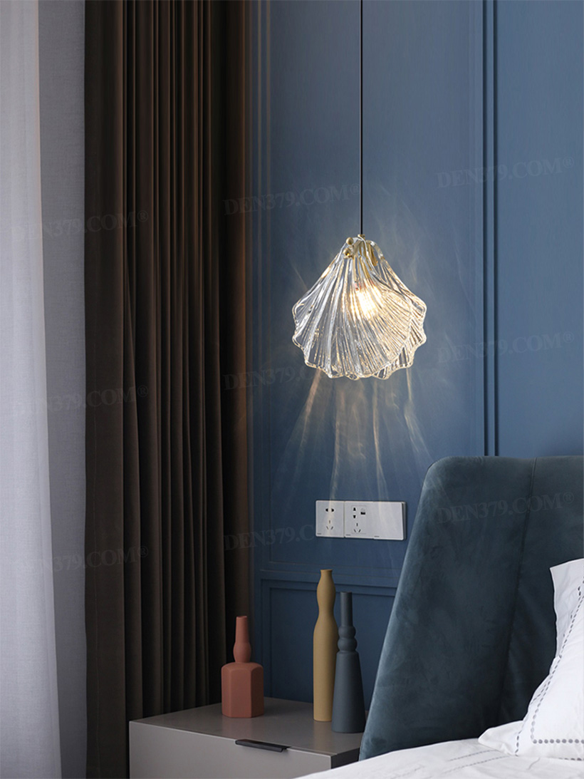 Đèn thả đầu giường decor vỏ sò thủy tinh 66340