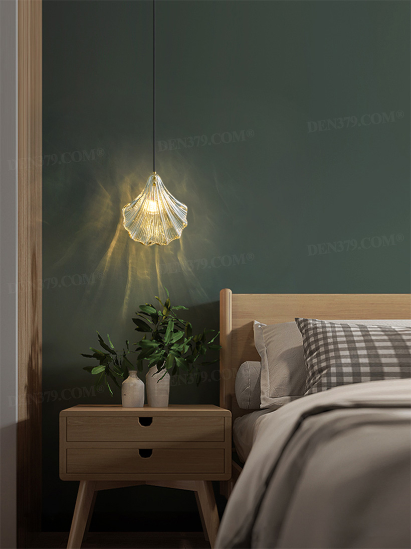 Đèn thả đầu giường decor vỏ sò thủy tinh 66340